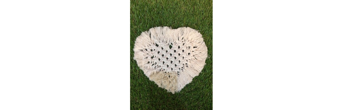 Handmade macrame heart shape tea coasters